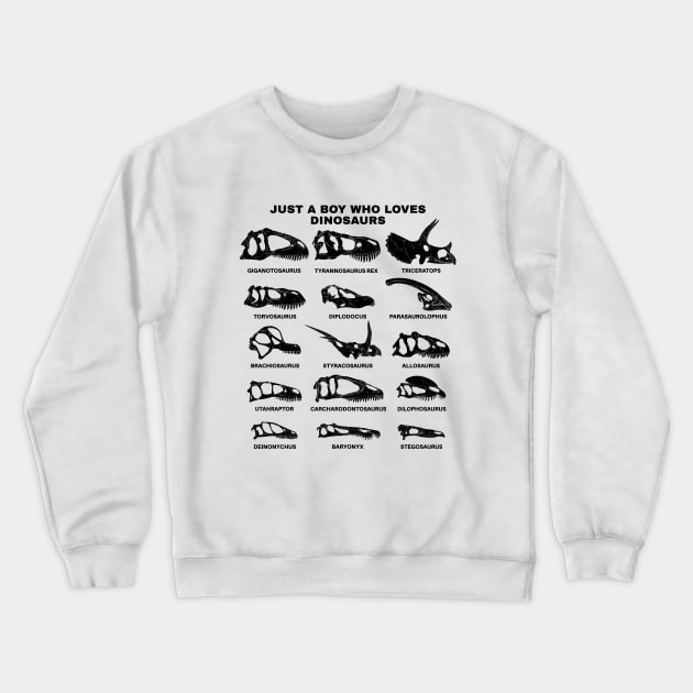 Types of Dinosaurs Just a boy who loves dinosaurs Crewneck Sweatshirt by NicGrayTees